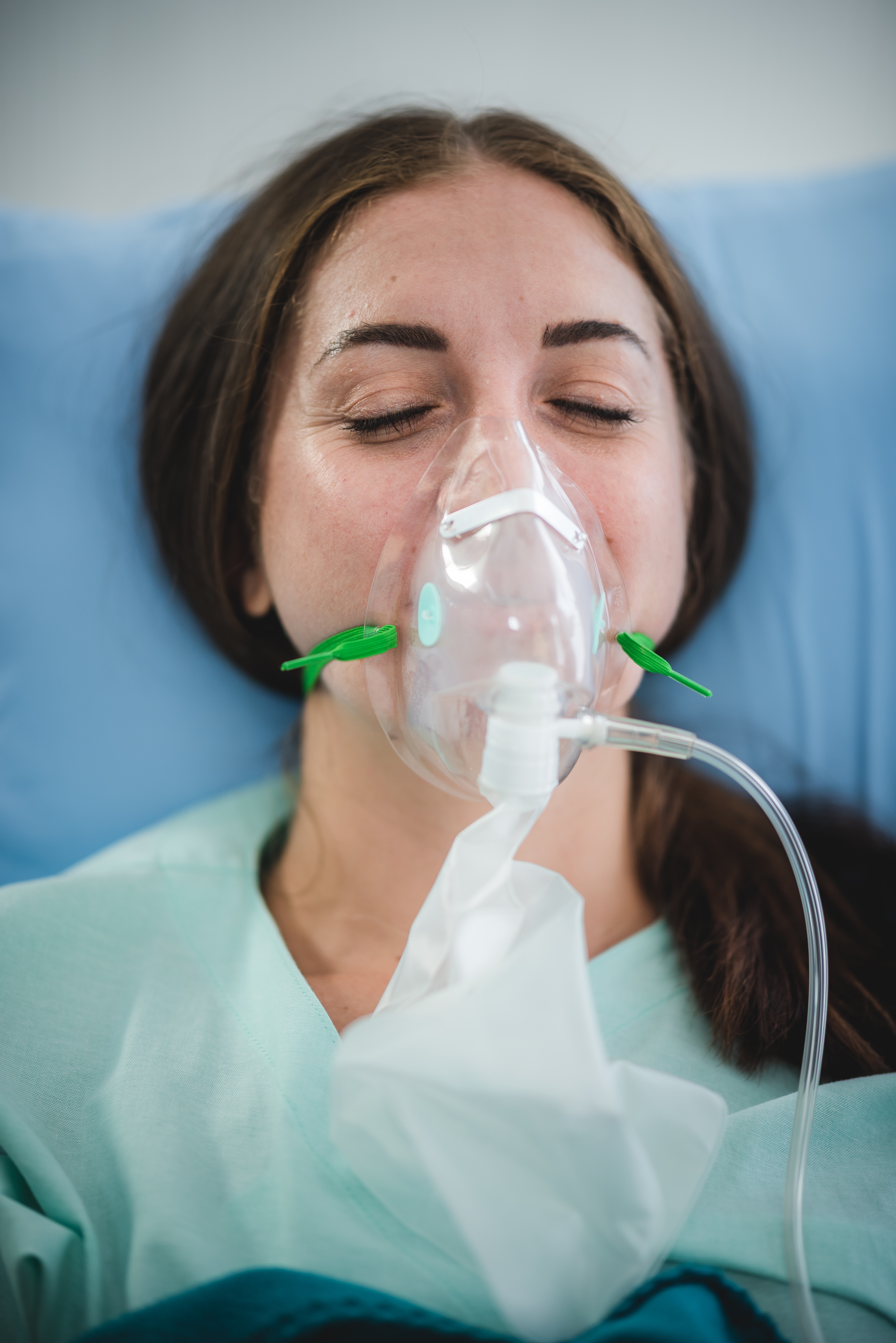 Respiratory care patient with mask